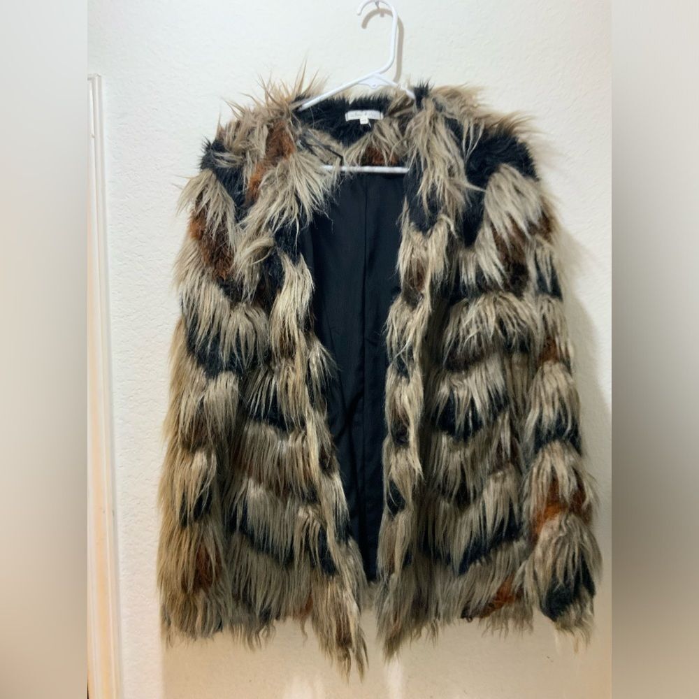 Vintage willoy and clay faux fur coat XS